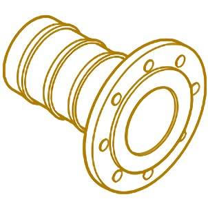 Fixed flange with three screw threads